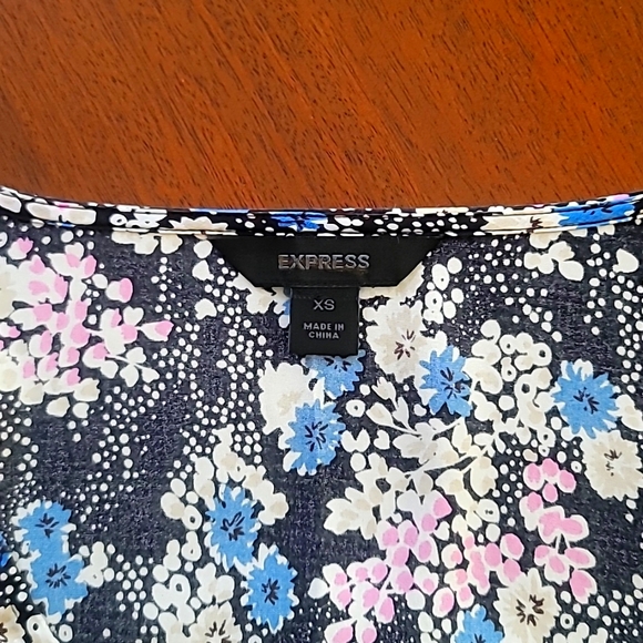 Vintage Express Floral Silk Long Sleeve Dress, Size XS - Picture 4 of 8